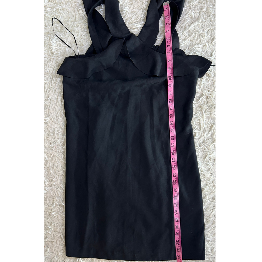 Banana Republic Women's Size 8 Tall Black Cross front Ruffle Strap Dress #0281 - Picture 11 of 13